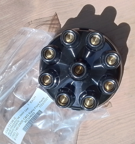 FORD 1949-56 PASS/PU ☆ V8 DISTRIBUTOR CAP w/ Brass Inserts ◇NEW in Box - Picture 2 of 4
