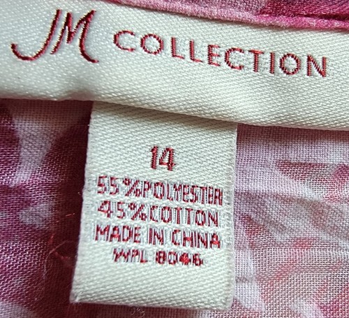 JM Collection Womens Shirt Top Blouse Size 14 Pink White Floral - Picture 6 of 24