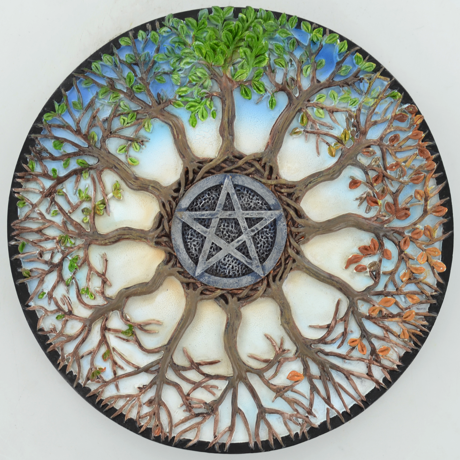 Pentagram Four Seasons Tree Of Life Round Plaque 39788