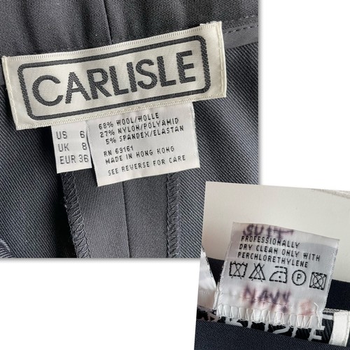 Carlisle Wool Trouser Dress Pant Navy Blue Size 6 Vintage High Waist Workwear - Picture 4 of 7