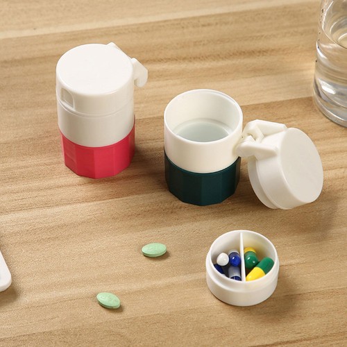 4Layer Pill Medicine Crusher Grinder Splitter Tablet Box Cutt Storage - Picture 3 of 13
