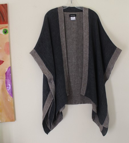 Eskandar O/S Gray Natural 30-38"L Linen Gauze Reversible Open Tunic Jacket Lux 0 - Picture 7 of 10