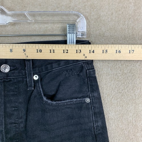 AGOLDE 90s Jeans Size 24 Black High Rise Button Fly Straight Leg Distressed - Picture 6 of 15