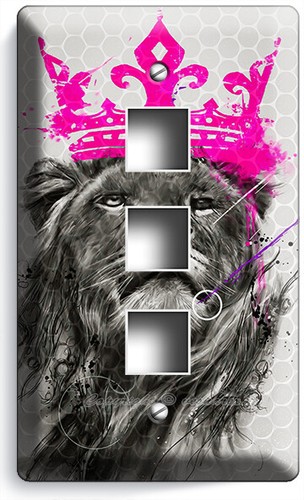 PINK ROYAL CROWN LION KING LIGHT SWITCH OUTLET WALL PLATE LOUNGE GIRL ROOM DECOR - Picture 22 of 34