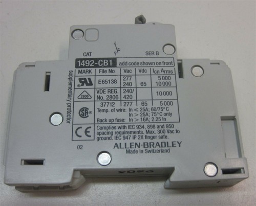 Allen-Bradley 1492-CB1G100 Series B Circuit Breaker, 1-Pole, 10A - Picture 3 of 3