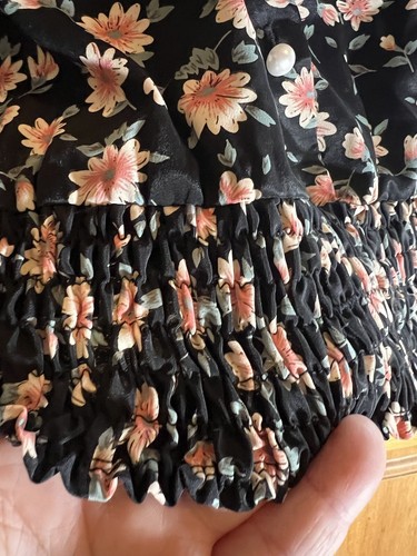 VINTAGE Detales floral button up blouse Top size 12 NOS Shirred Waist - Picture 10 of 18