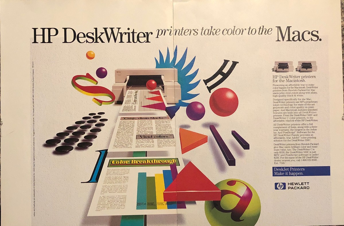 1993 HP DeskWriter Printer PRINT AD For Macintosh VTG 1990s Take