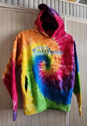 Kids Hoodie Sz M CALIFORNIA'S GREAT AMERICA Tie Dye Sweatshirt 100% Cotton Retro - Picture 3 of 6