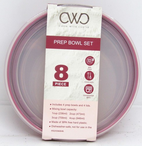 Cook with Color Nesting Prep Bowls with Lids, 8 Piece Plastic Food Containers - Picture 2 of 5