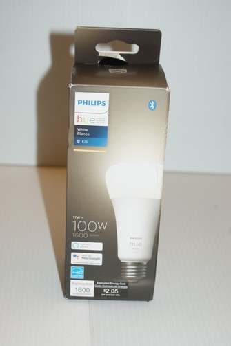 Philips Hue White 100W 1600 Lumens E26 Smart Bulb Bluetooth - New - Picture 1 of 6