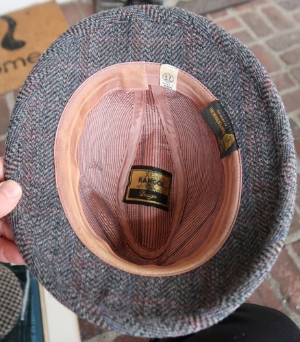 Vintage KANGOL DESIGN Gray Tweed Hat FEDORA CAP - Old School 100% Wool, USA - Afbeelding 9 van 12