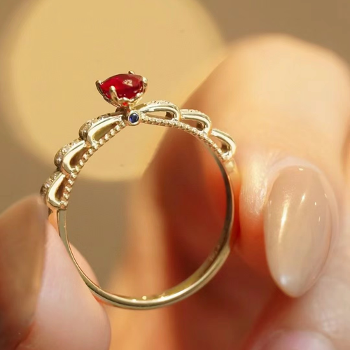 Elegant Stacking Ribbon Milgrain Lab Created Ruby Natural Diamond Ring 14K Gold - Picture 2 of 9
