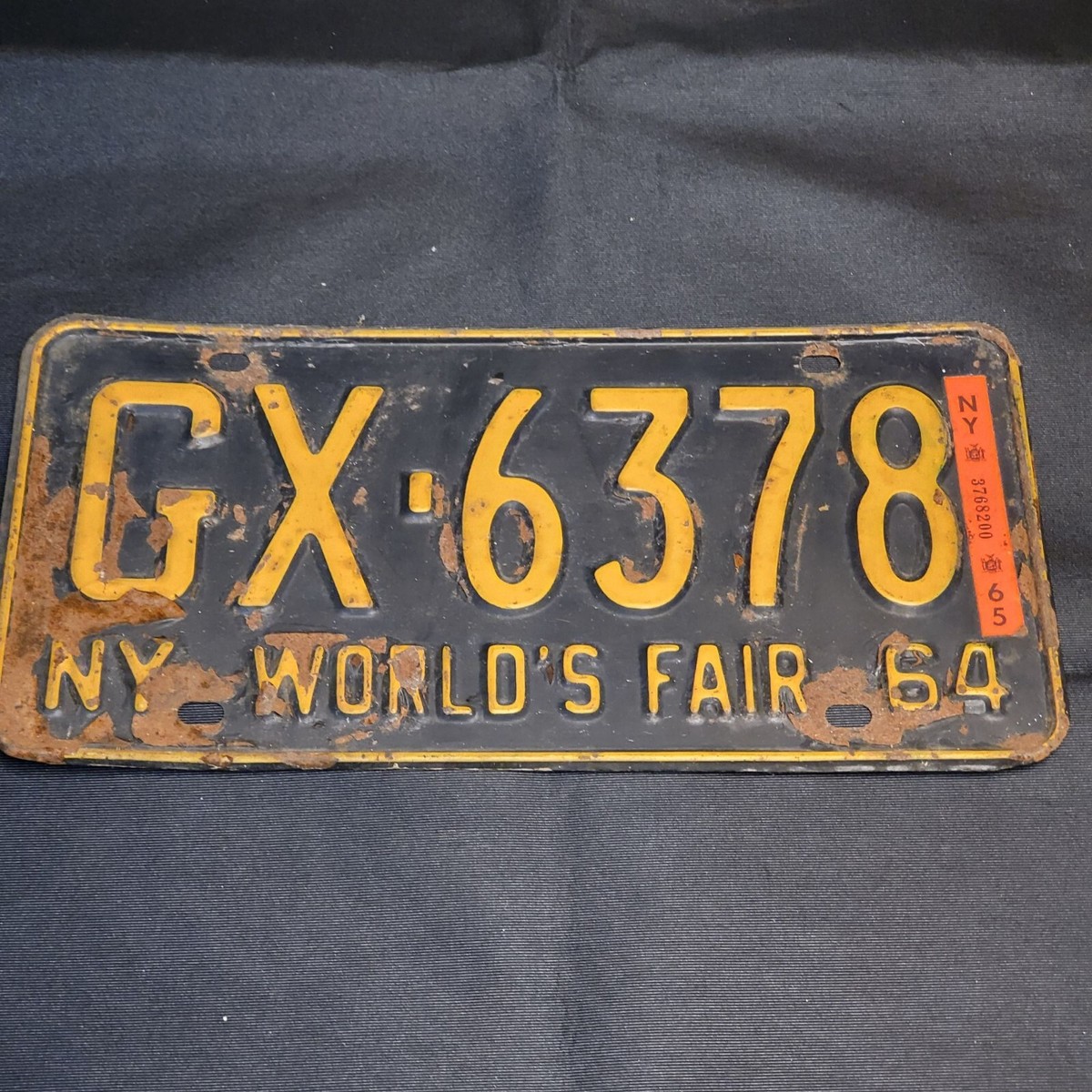 アメリカ　標識　アンティーク Vintage 1964 NY Worlds Fair License Plate GX-6378 World's Fair