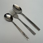 Vtg CUSTOMCRAFT "CUS3 - Fleur de Lis" STAINLESS SALAD FORK, SUGAR, SOUP SPOON
