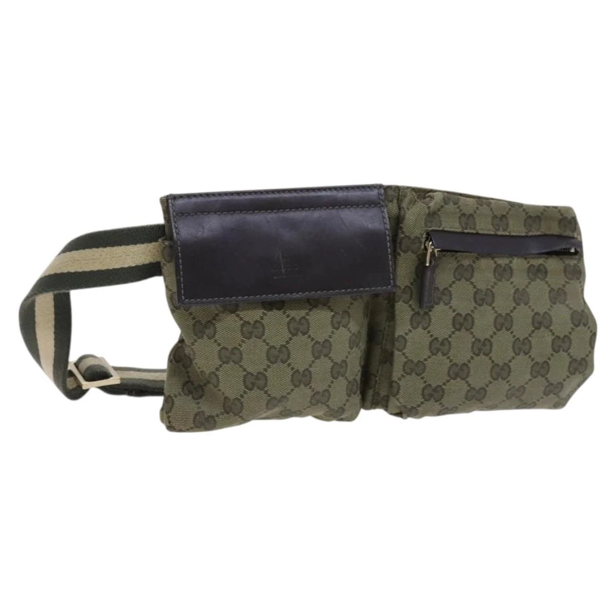 Sac taille GUCCI GG toile ligne sherry beige kaki 28566 authentique EC1005