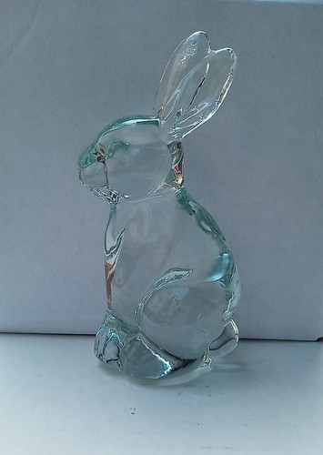 2 Vintage Clear Glass Bunny Rabbit Heavy Figurines Paperweight Collectible - Picture 16 of 18