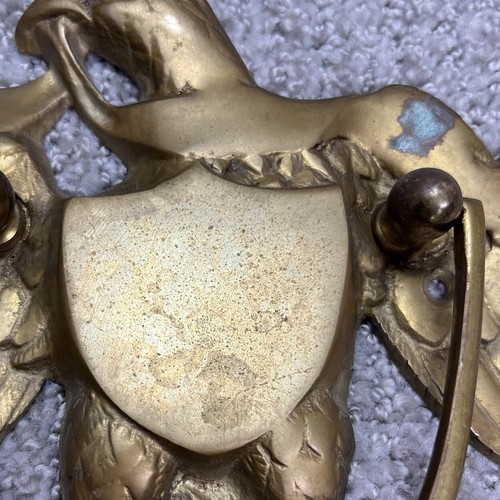 VTG Solid Brass Patriotic Early American Eagle Holding Banner Door Knocker Japan - Picture 6 of 9
