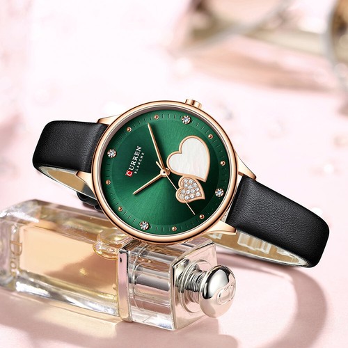 Women simple Fashion Heart Dial Design round ultra-thin Analog Leather Watches - Picture 6 of 17