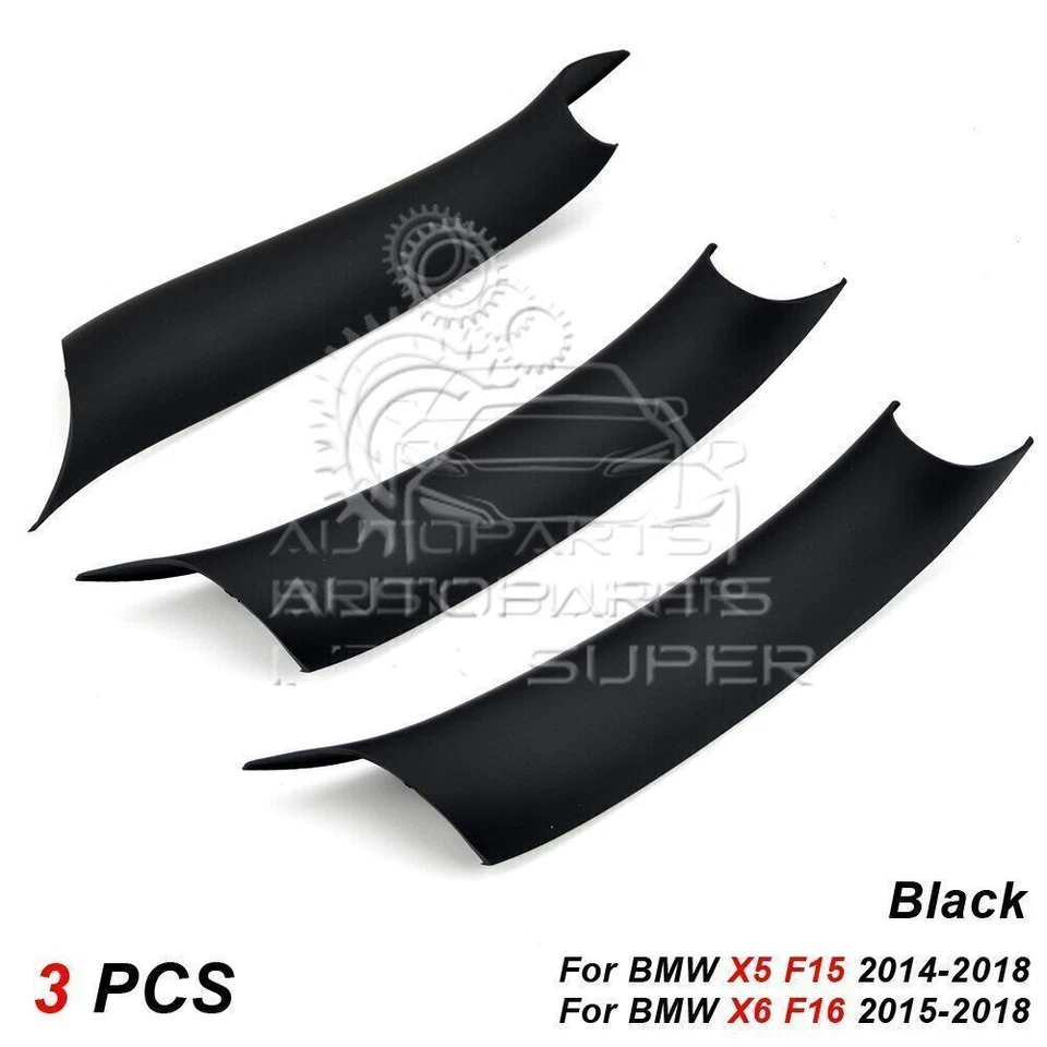 3Pcs for BMW X5 F15 X6 F16 2014~2018 Interior Door Handle Pull Trim Cover Foto 3 de 4