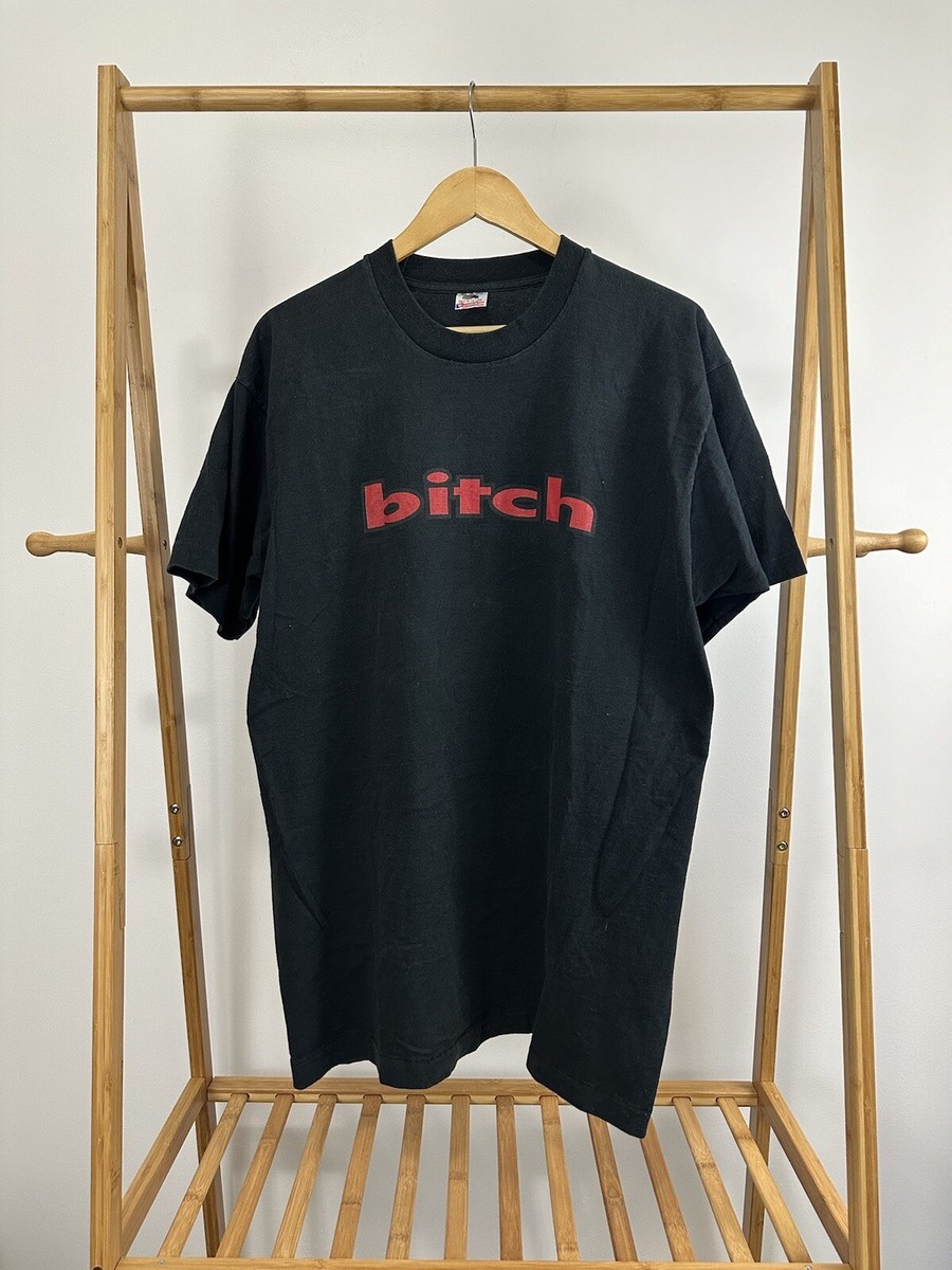 VTG 90s BITCH Simple Clean Spellout Skate Grunge Single Stitch