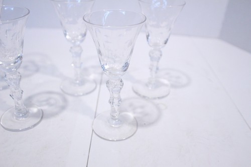 6 Nancy Prentiss Thumbprint Cordial 4.75” Mid-Century Elegant Cut Glass - Picture 6 of 8