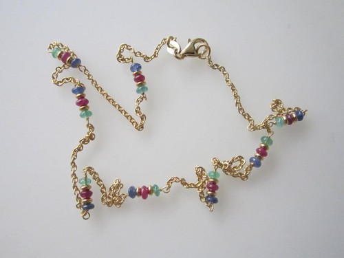 18 KARAT YELLOW GOLD GEMSTONE BY THE YARD BEAD NECKLACE, NEW - Picture 5 of 10