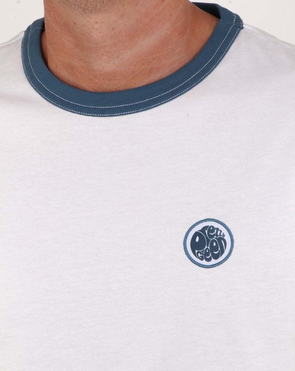 Pretty Pretty Pretty verde SUONERIA BADGE T-Shirt in Bianco & Blu-Manica Corta Cotone Tee c0bcf6 Pretty Pretty Pretty verde SUONERIA BADGE T-Shirt in Bianco & Blu-Manica Corta Cotone Tee c0bcf6
