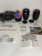 Minolta Maxxum 5000 35mm film camera w/ Sigma 28-70mm & 70-210 Lens TESTED