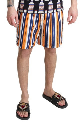 DOLCE & GABBANA Swimshorts Multicolor Striped Beachwear Shorts IT4/US S RRP $600 - Picture 4 of 8
