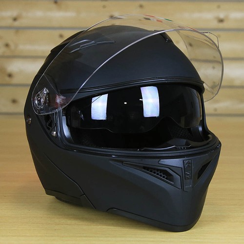 DOT Helmet Black M XL XXL Flip up Modular Dual Visors Full Face Motorcycle Adult - Bild 30 von 58