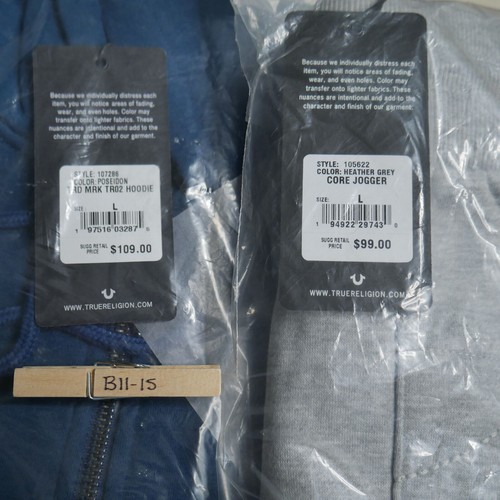 True Religion Fleece Sweatsuit Hoodie Joggers Tracksuit Men's Size L Gift Set - Picture 3 of 7