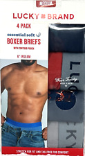 Lucky Brand Men's Boxer Briefs Essential Soft SZ Medium 4-Pk w/ Contour Pouch