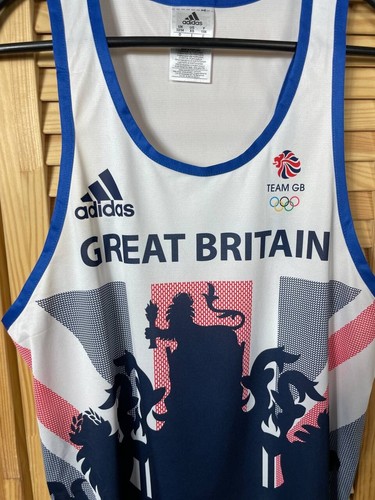 GREAT BRITAIN TEAM JERSEY OLYMPIC GAMES SLEEVELESS SHIRT ADIDAS MENS sz XS 32/34 - Picture 4 of 7