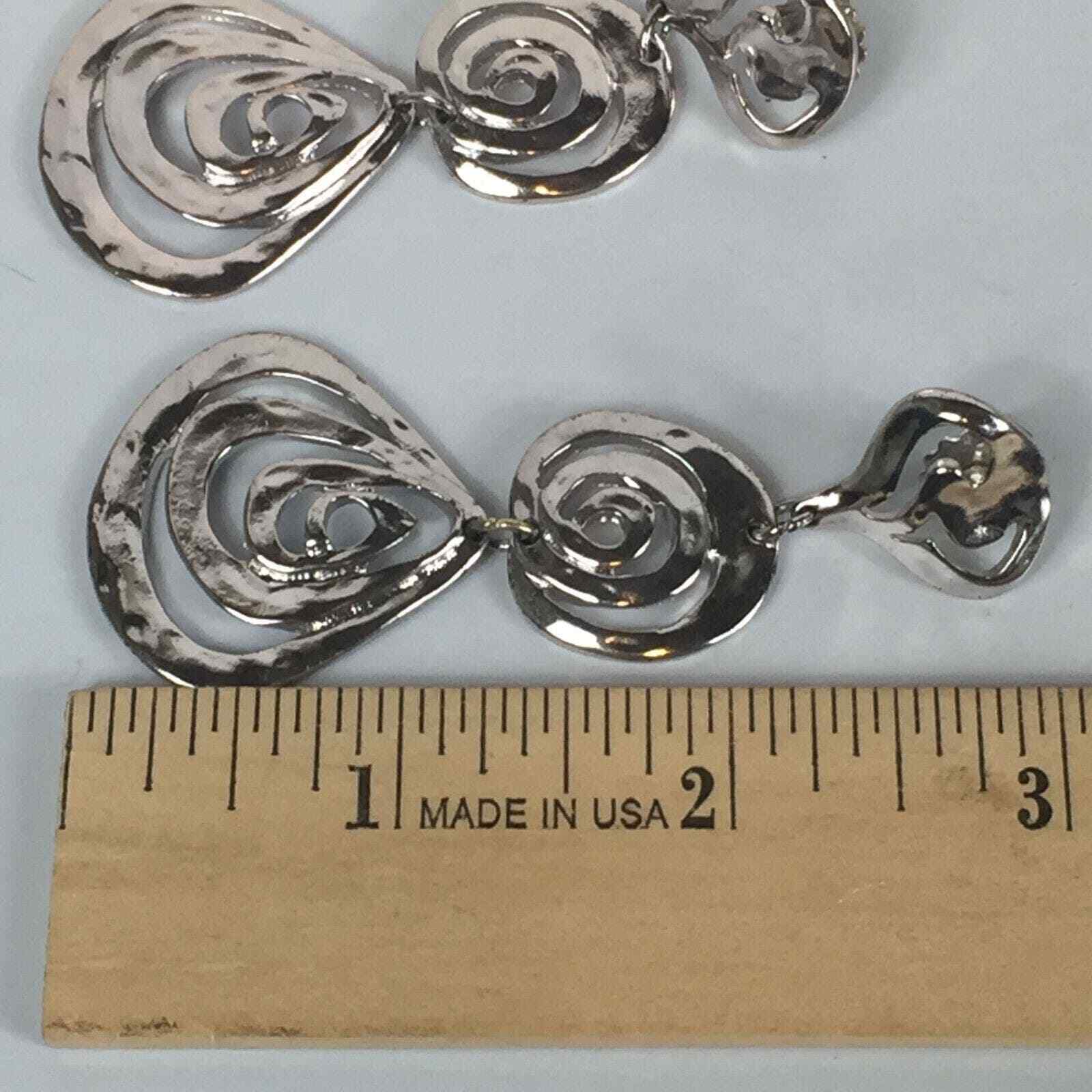 Large Unsigned Silver Tone Statement Pierced Earr… - image 3