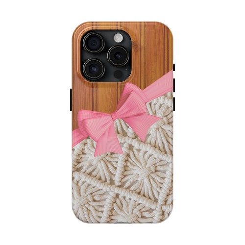Grandma Core Macrame, Bow, & Wood Tough Phone Case for Iphone & Samsung Galaxy - Picture 20 of 108