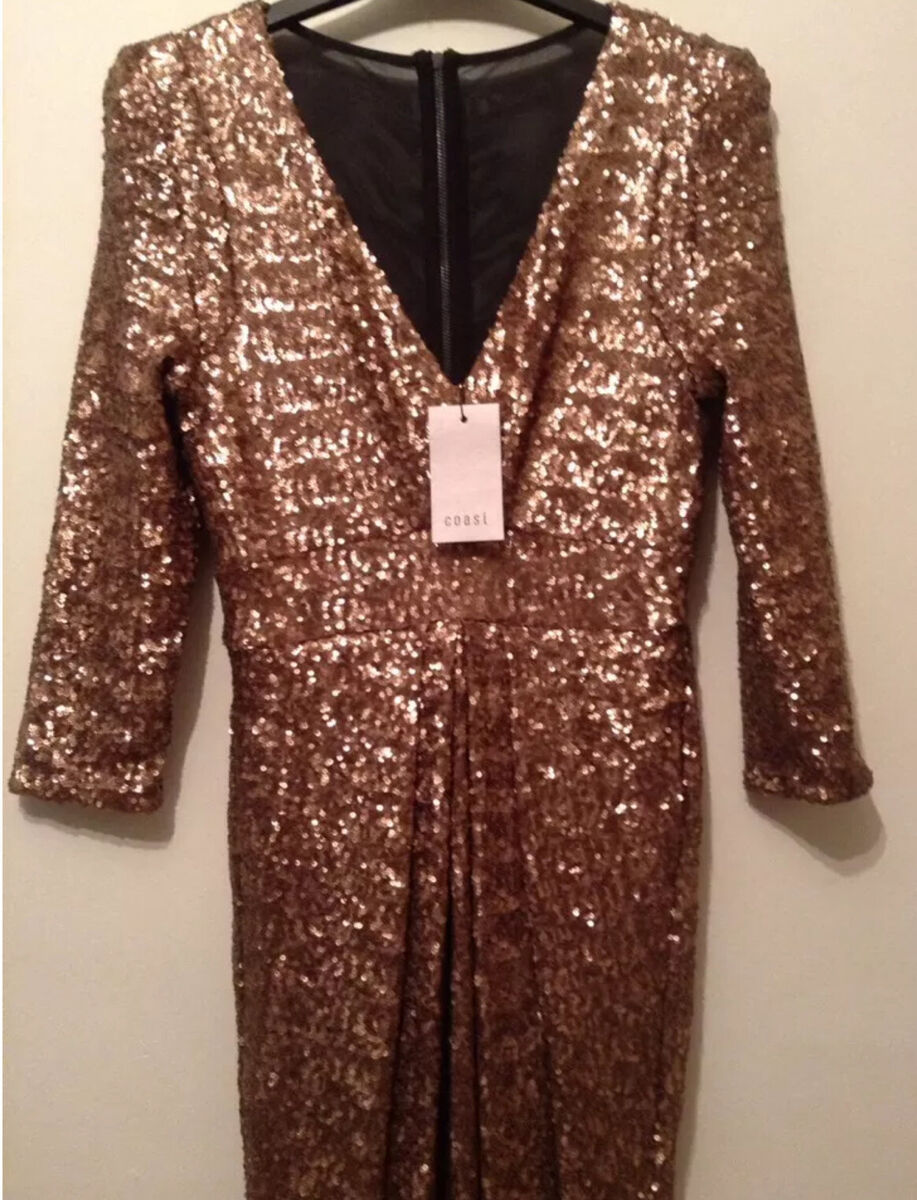 New Coast Stardust Size 8 Sequin Maxi Prom Dress Weddings