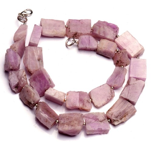 Kunzite Gem Rough Unpolished Nugget Beads Necklace 17.5 Inch 427Cts. - Picture 5 of 6