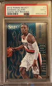 🔥2012 Panini Select Damian Lillard White Hot Rookies PSA 9 Mint SP RC *LOW POP*