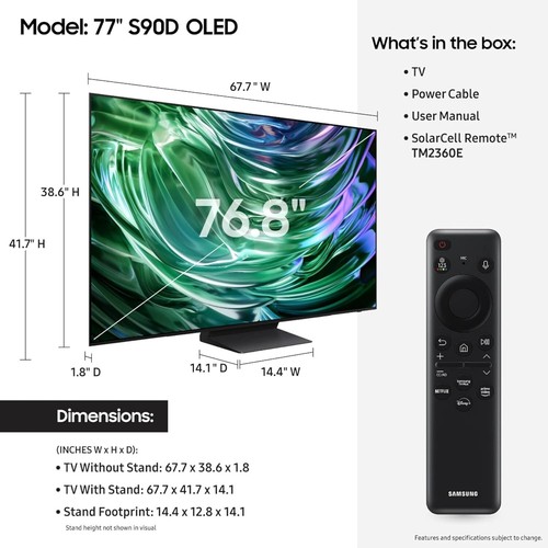 Samsung 77" Class OLED S90D HDR 4K Smart TV - Refurbished - Picture 2 of 9
