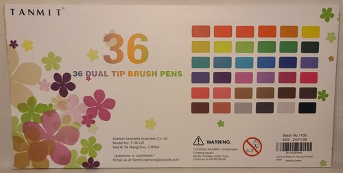 Adult Coloring Book Set, Landscapes & 36 Dual Tip Brush Pens, New! - Picture 5 of 5