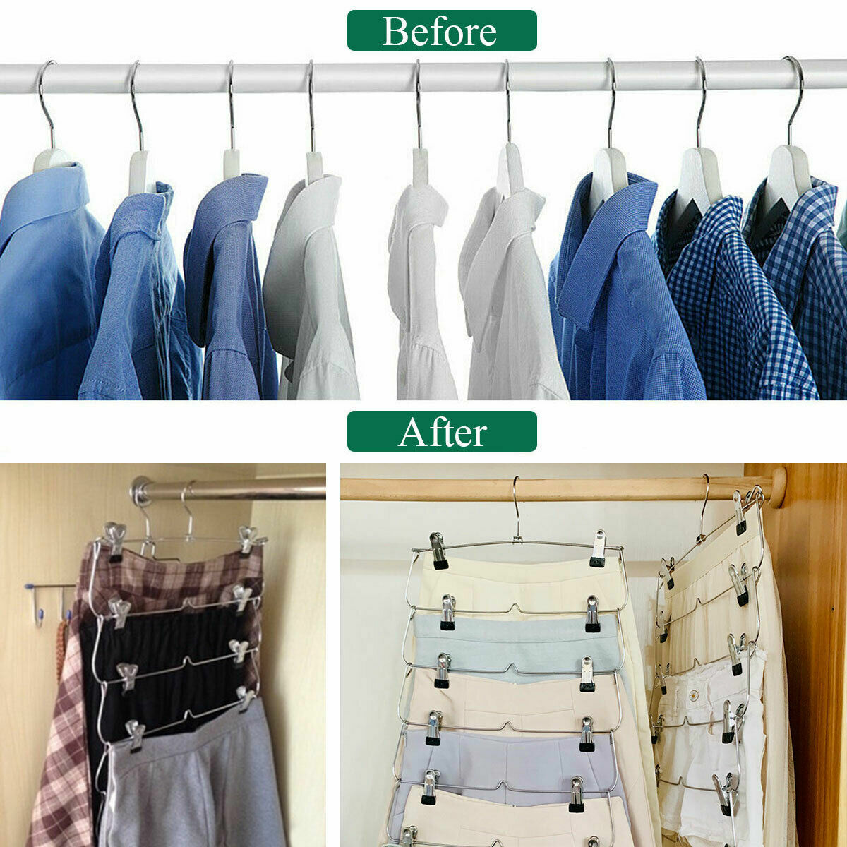 Clothes Pants Trouser Scarf Hanger Multi Layer Storage Rack Closet Space Saving