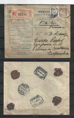 Portugal Sobre Comercial Lacrado Circulado a Palma Mallorca año 1935 (GA-308)