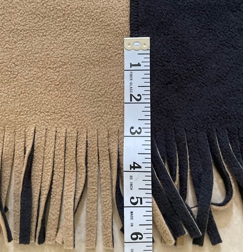 Rachel Roy Shawl Wrap Black Tan Camel Fleece Reversible Fringe Women One Size - Picture 10 of 11