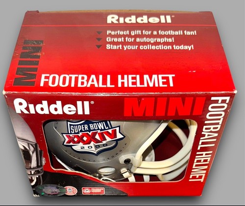 RAMS vs TITANS 2000 SUPER BOWL XXXIV OFFICIAL LOGO FOOTBALL MINI HELMET - Picture 2 of 9