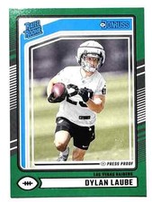 ROOKIE CARD DYLAN LAUBE Raiders 2024 Donruss GREEN PRESS PROOF PARALLEL #372