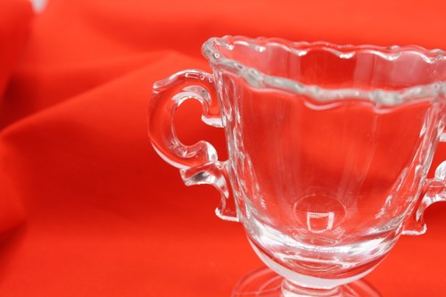 Vintage Klarglas Fostoria Century Zucker und Milchkännchen Set mit Tablett - Bild 5 von 8
