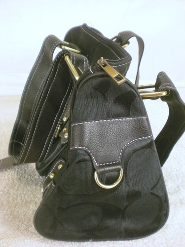 MIA YORK'S BLACK BRONZE SHUOLDER BAG PURSE 2066 PLEATHER STRAPS ZIPPER CLOSURE - Picture 3 of 7