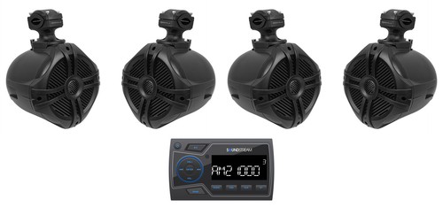Soundstream MHU-32 Marine Boot ATV/UTV Bluetooth Empfänger + 4) 6,5" Turm Lautsprecher - Bild 1 von 12
