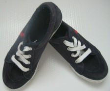 Kid s Polo Ralph Lauren Navy Red Pony Sneakers Lace Up Shoes Big Boys Girls Sz 3