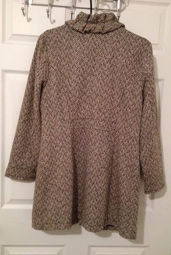 "Live a Little" Tweed Ruched Front Coat, NWOT, Brown, Womens Medium - Picture 4 of 10